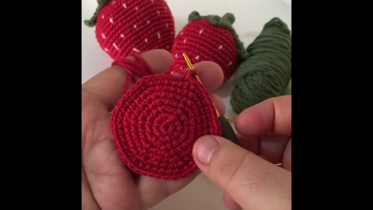 Örgü çilek yapımı 🍓 part 1