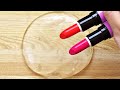 Satisfying Slime Coloring with Dollar Store Makeup! Mixing 2 Daiso Lipsticks into Clear Slime #2