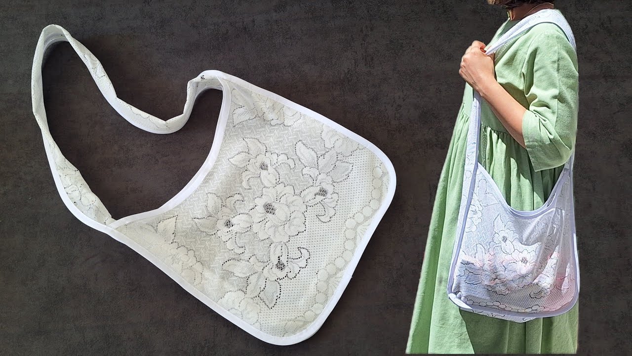How to sew vintage Lace Tote Bag | Turn an Old Tablecloth into a Chic Bag!