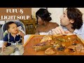 Baby Tries FuFu with Fish Light Soup for the First Time//Fufu Mukbang//American Husband