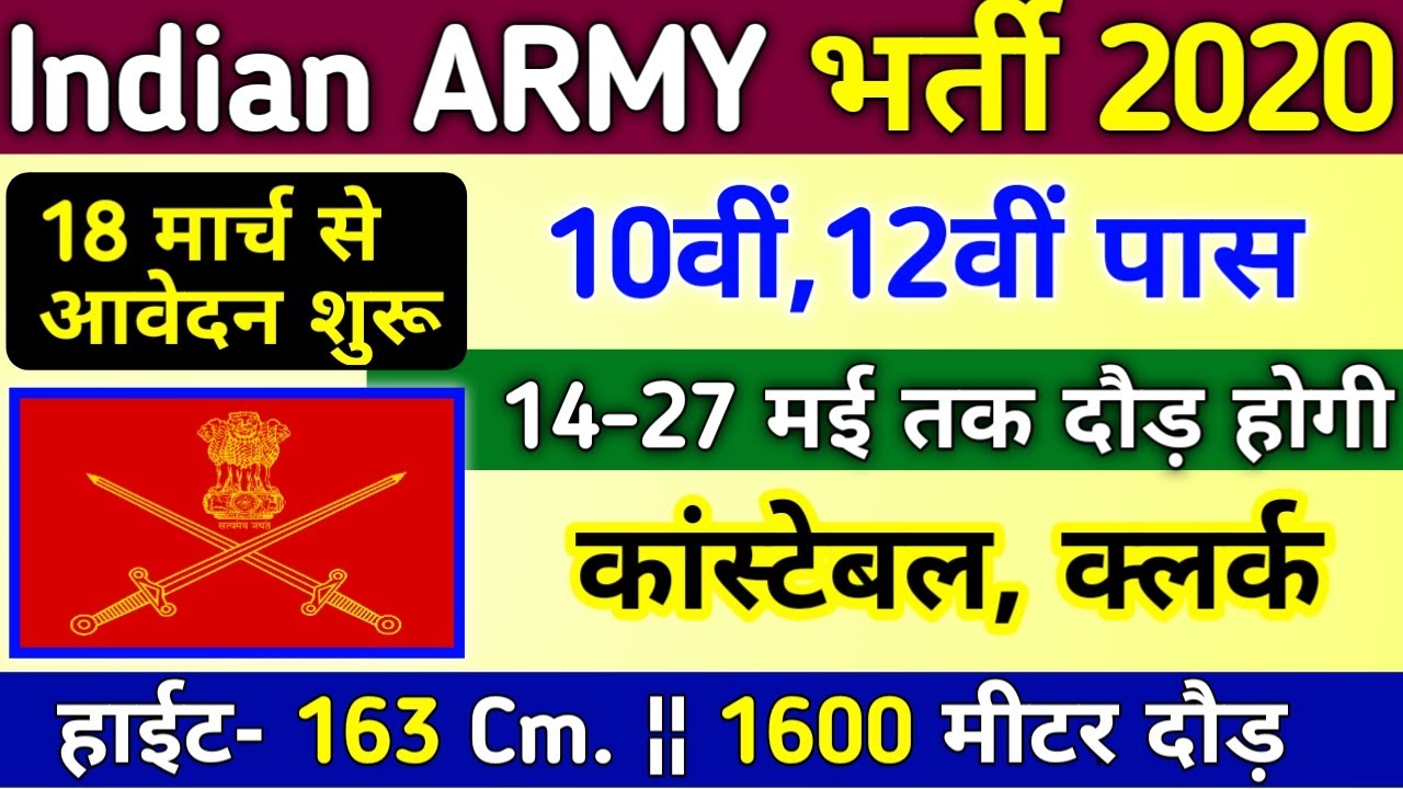 Indian Army Vacancy 10th Pass 2020 | Indian Army Bharti 2020, Indian Army Recruitment 2020 | 10th Jo