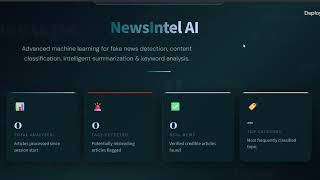 News Intelligence System | platform for news classification, fake news detiction, &amp; summarization.