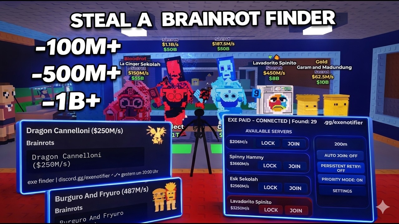 [UPD] EXENOTIFER 🔥Steal A Brainrot Finder Script {500M/+} PC/MOBILE ...