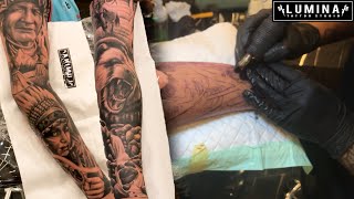 NATIVE AMERICAN STYLE TATTOO WITH ANIMAL - FULL SLEEVE TATTOO