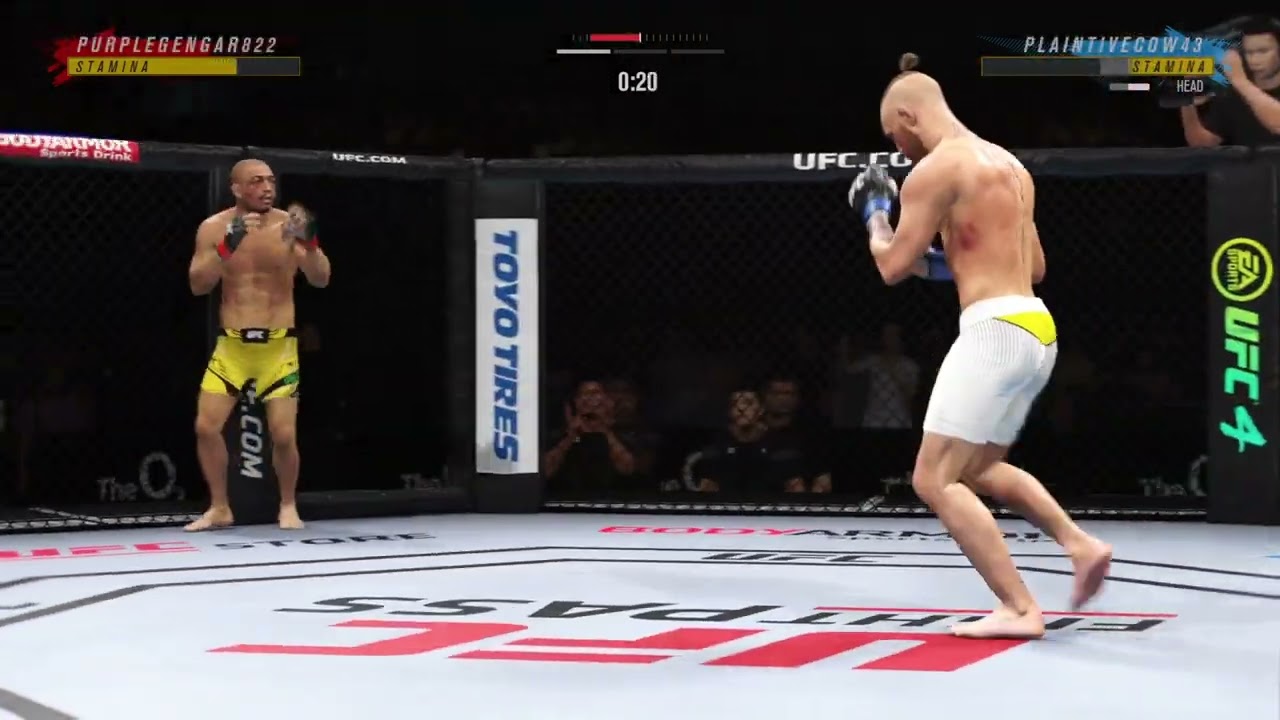 UFC 4 - Aldo Superman punch off the cage for the win