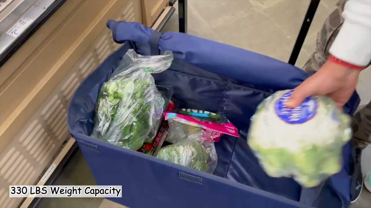 KEDSUM 2 in 1 Folding Shopping Cart, 330 LBS Weight Capacity Grocery Cart on Wheels