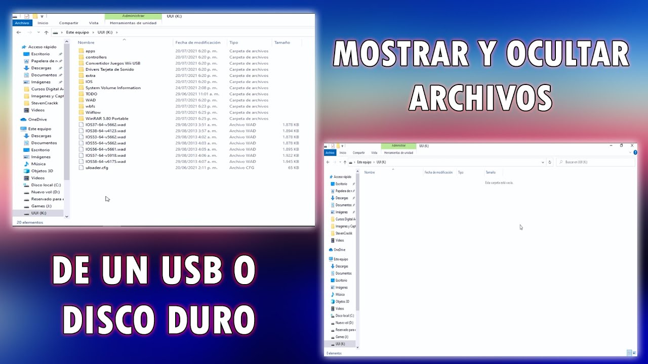 Como Mostar Archivos Ocultos de una USB - YouTube