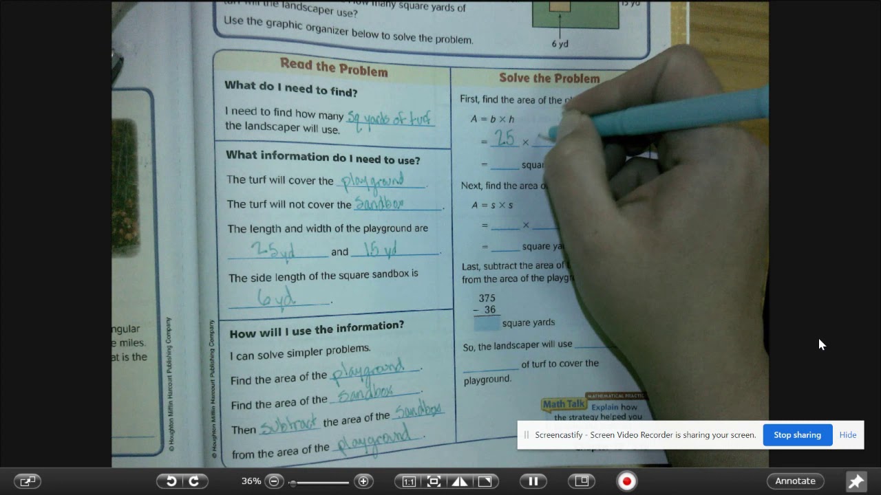 lesson 13 5 problem solving find the area