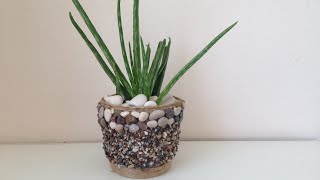 DIY stone flower pots , taşlarla dekoratif saksı yapımı