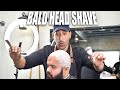 How To Bald head Shave With Straight Razor And Badger Brush