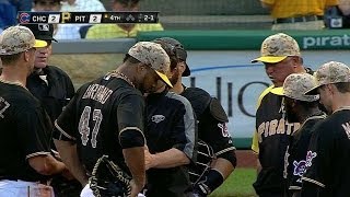 CHC@PIT: Liriano leaves the game with an injury