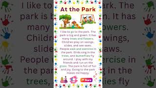 At the Park Reading for Kids | Paragraph on At the Park | Reading Story for Kids | Kids Story