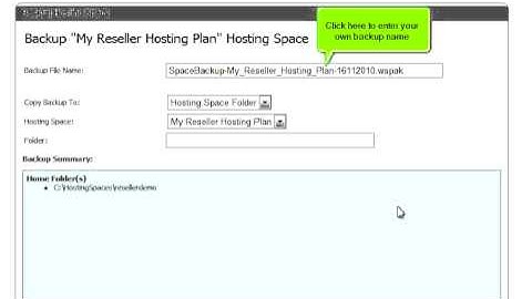 How to backup your hosting space in Websitepanel