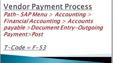 VENDOR PAYMENT, SAP Vendor Payment, F-53,Outgoing Payment