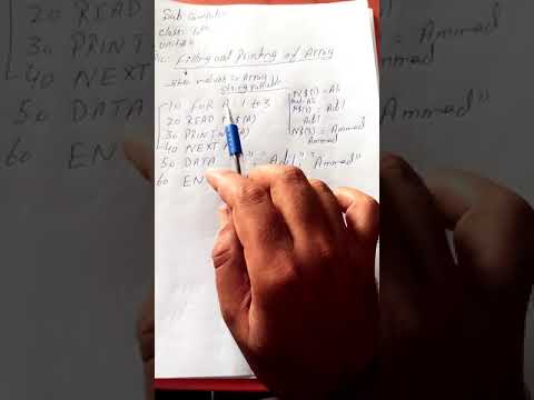Computer,Class 10th,Ch#4,Topic Filling and printing of Array