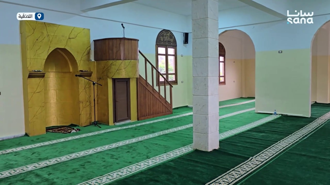 افتتاح جامع قرية العيدو في جبل الأكراد بحضور محافظ اللاذقية محمد عثمان بعد إعادة ترميمه وتأهيله