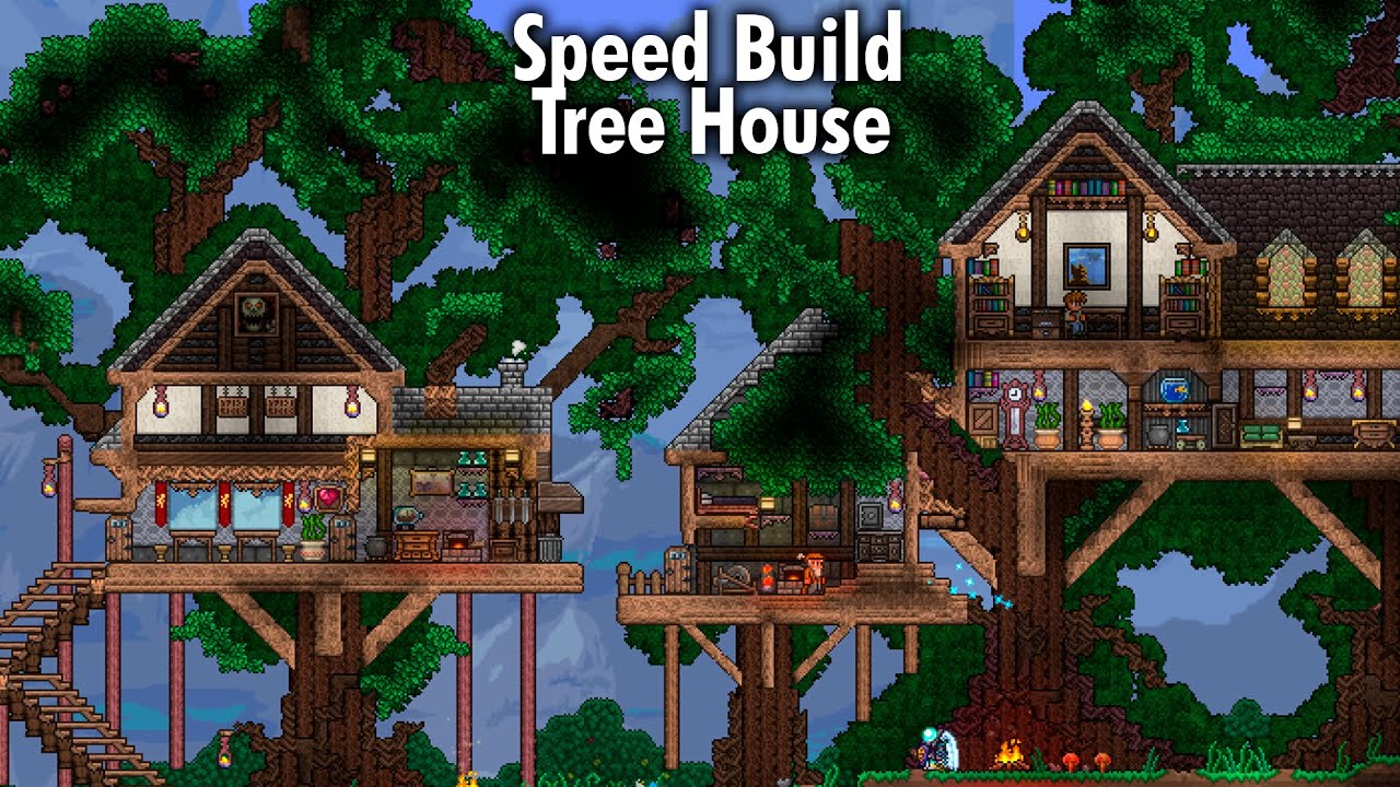 Tree House / Casa del Árbol | Terraria Speed Build - YouTube