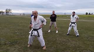 Nikolai Korovin Sensei 6 dan Okinawa Shorin ryu Karate / Naihanchi Myobukan kata training on Baikal