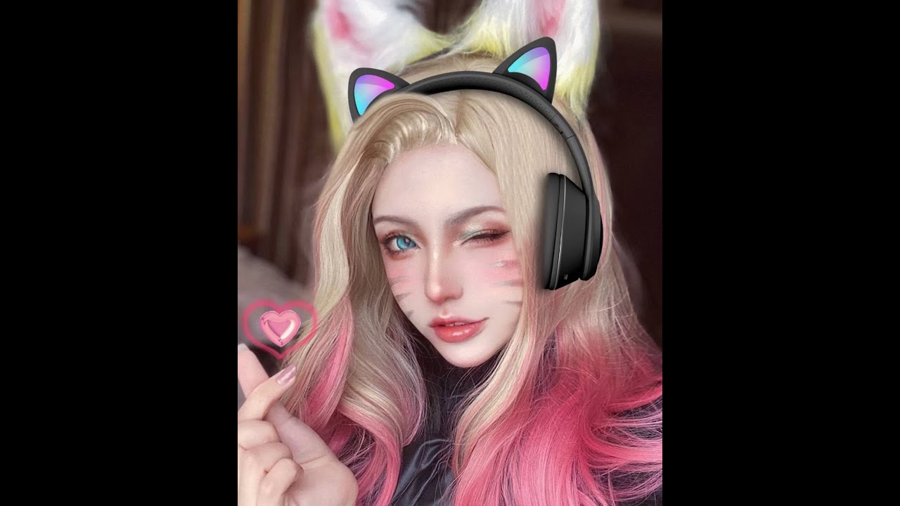 Cat Ear Gaming Headset with Mic RGB LED Light Flashing Glowing Stereo Headphones, 7.1 Surround Sound