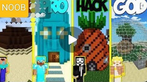 MINECRAFT BATTLE: NOOB vs PRO vs HACKER vs GOD: SPONGEBOB HOUSE CHALLENGE in MINECRAFT