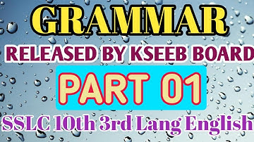 KSEEB RELEASED GRAMMAR FOR SSLC 10th 3rd LANG ENGLISH (MCQ