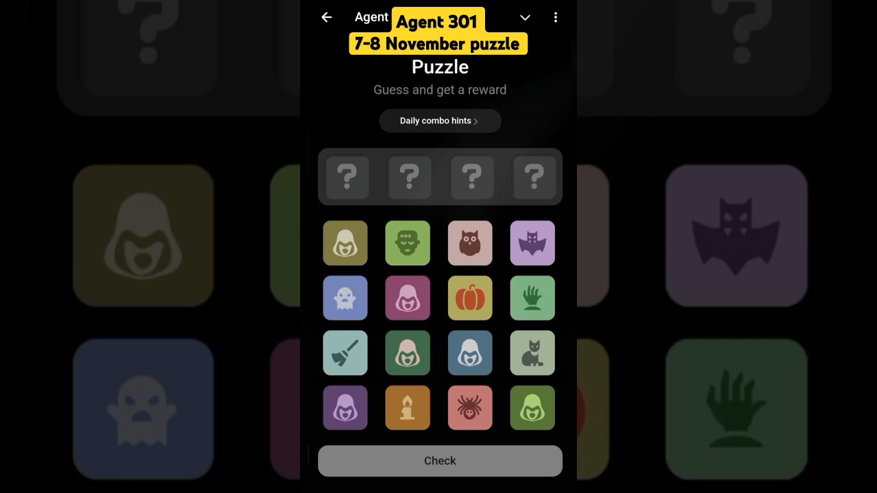 Agent 301 Daily combo card 7-8 November  | Agent 301 Puzzle Solved Today 7 November  | Major Puzzle