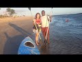 compramos e fomos testar o Caiaque, um trecho do treino de Double Skiff e Kitesurf na água.