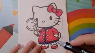 Full 🦖 Hello Kitty  Coloring Page Easy Coloring for Kids 🎨 Update