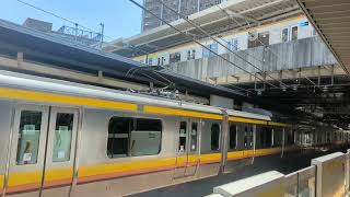 武蔵小杉駅　JR南武線ホームから見える東急東横線　どちらの車両も何故かオレンジ