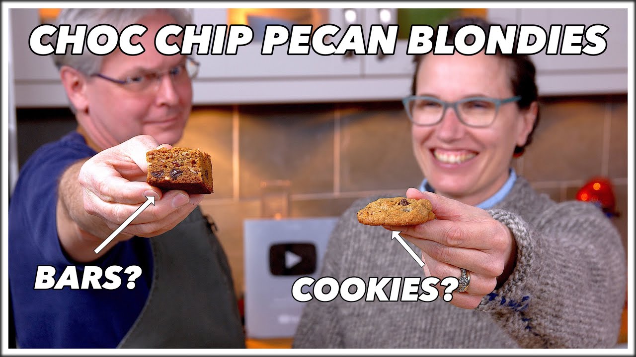 Blondies Recipe - Bars Or Cookies?  Chocolate Chip Pecan Blondies | Glen And Friends Cooking