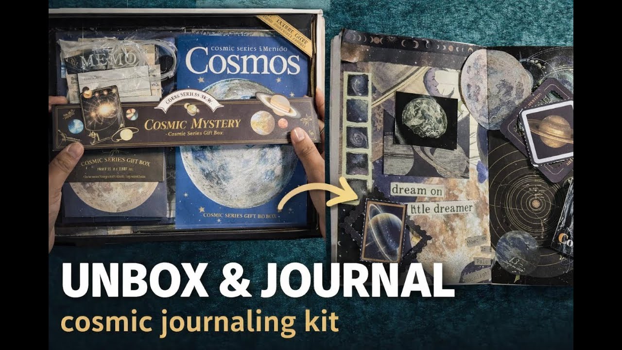 Cosmic Journaling Kit Unboxing 🌙✨ + Final Journal Spread | ASMR📦#asmr #journal