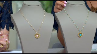 ◆VINTAGE HOLLYWOOD◆ Gemstone Heart Necklace VH2435NE006M Rarities 1/6cttw Diamond-Accented Gemstone Heart Necklace
