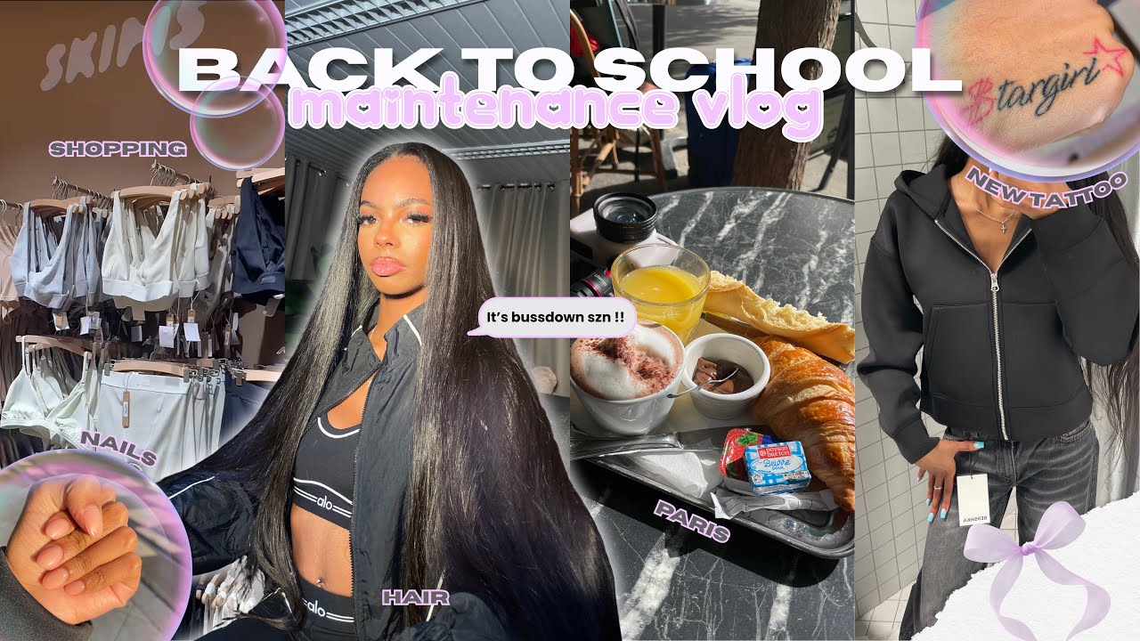 BACK TO SCHOOL MAINTENANCE VLOG | Hair, new tattoo, nails, shopping & haul  (FR)