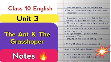 Class 10 English Unit 3 | The Ant and the Grasshopper Exercise & Grammar