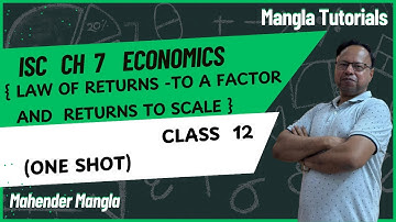ISC | CLASS 12th | Economics- Ch 7 | Law of Returns- Returns to a Factor and Returns to Scale |