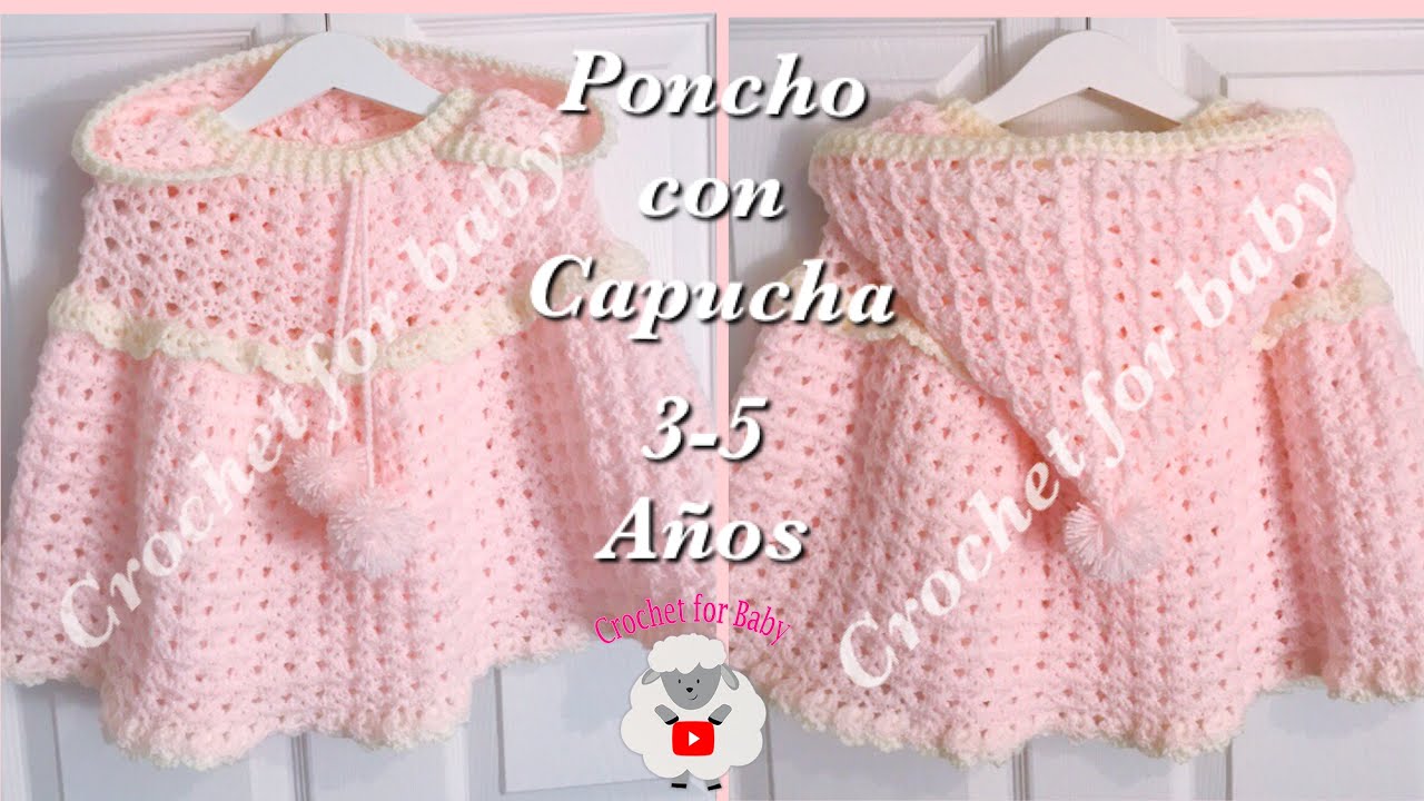 Literatura Drástico Molde Como tejer poncho para niñas con capucha | capitas | capa fácil a crochet-  Crochet for Baby #193 - YouTube