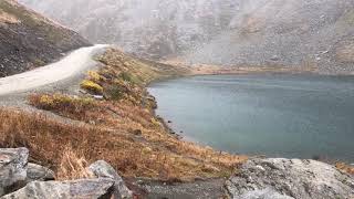 Relaxing First snow at Summit Lake in Hacher Pass Alaska