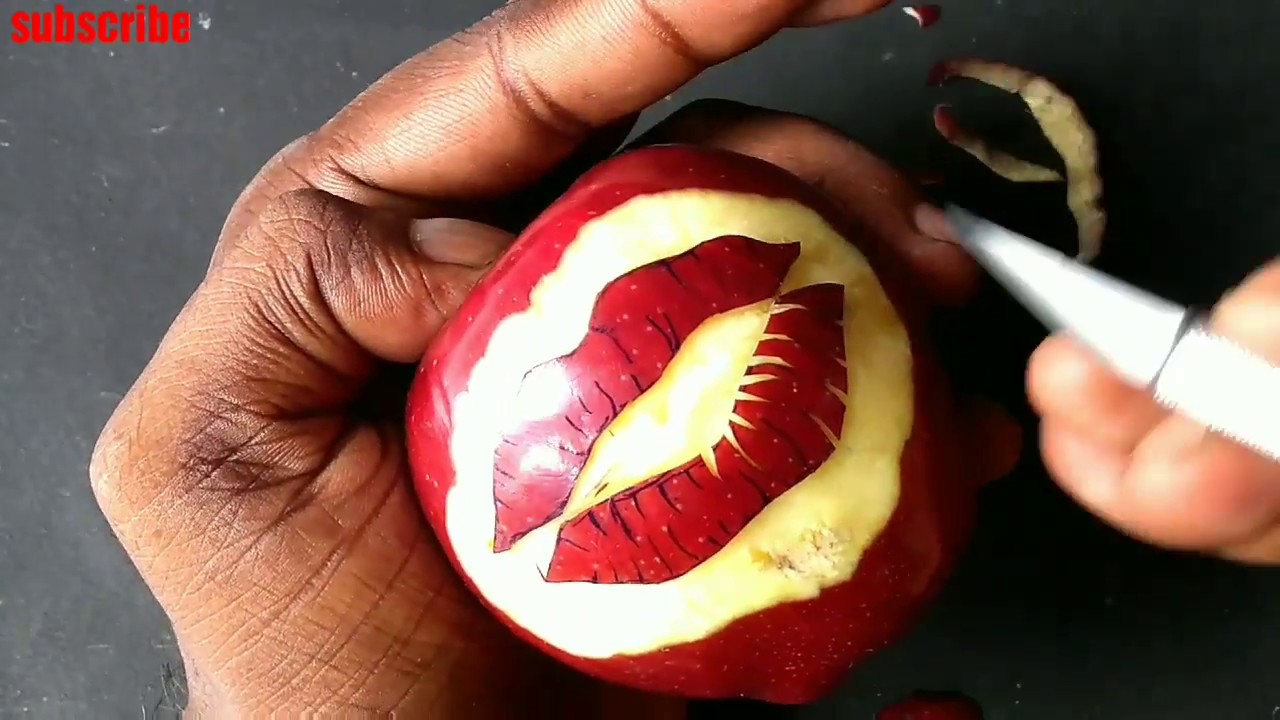 How to Make an Edible Apple lips | rainbow art | frout cutting art