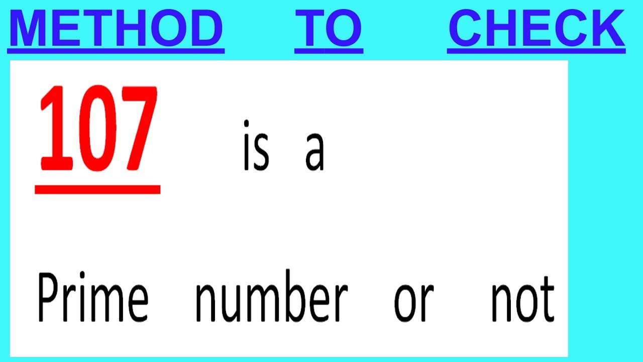 107 is a Prime number or not - YouTube