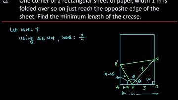One corner of a rectangle sheet of paper,width 1m is folded over so on just reach the opposite edge