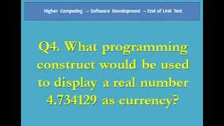 Higher Computing SD End of Unit Test 2012, Q4
