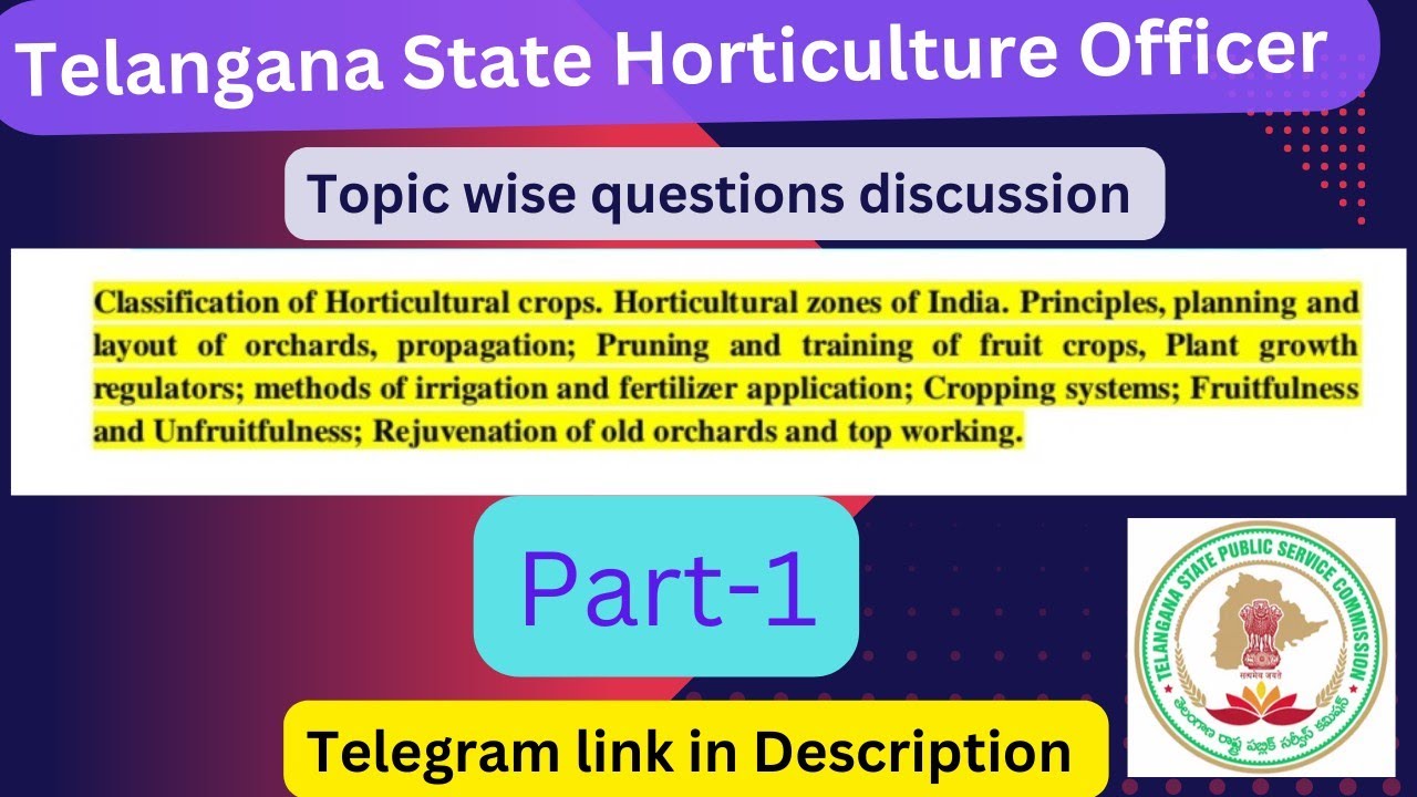 Telangana Horticulture officer Questions | Topic wise MCQ | Part-1| paper-2 Question series |