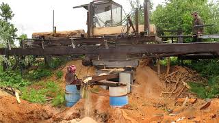Sawmilling Old Circular Headrig cutting Canadian Douglas Fir in BC