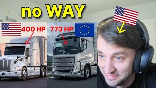 American reacts to Why European Trucks Have MORE Horsepower than American trucks
