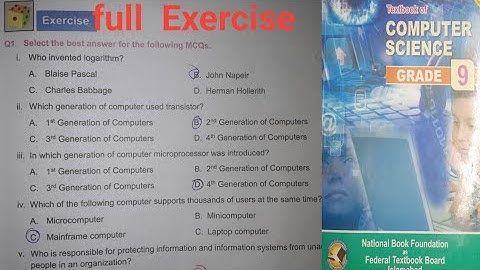Computer Science| 9th | Chapter# 1 | "Fundamental of Computer"| full exercise #9thclasscomputer