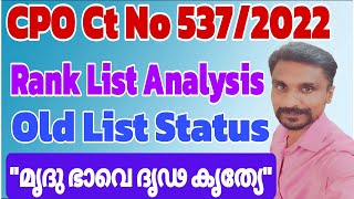 CPO/Police Constable /Ct No 537/2022 Rank list Analysis /Old List Status 🙏🏽