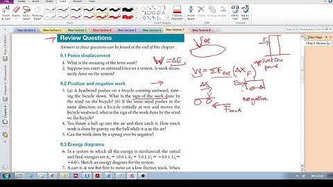 Chap 9 -  Review  Questions 9.1- 9. 5 (Force displacement; positive and negative work)