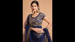 Navy Blue Embroidered Net Lehenga Choli screenshot 5