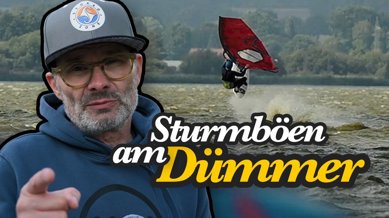 Air Jibe Mission am Limit. Freestyle Versuch bei Sturm am Dümmer See!