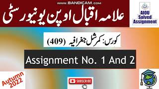AIOU Code 409 Solved Assignment No.1 & 2 Autumn 2022 |Subject: Commercial Geography |Level:F.A/I.com